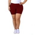 thumbnail image 1 of Women's Elastic Waist Ribbed Yoga Workout Shorts Athletic Leggings Slim Fit Breathable Shorts Wine 3XL, 1 of 6