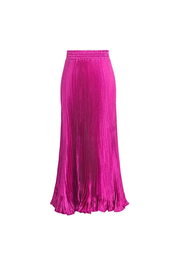 Women's Elastic Waist Satin Metallic Pleated Long Swing Skirt Lingerie Skirt Belly Dance Skirt Rhinestone Fringe Skirt Skirts for Party Long Winter Skirts for Women Girls Swim Skirt Skirt Extender