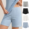 thumbnail image 1 of Women's Elastic Waist Summer Solid Casual Shorts, Soft Polyester Blend, Pull On Stretch with Functional Pockets, Flowy Comfort Fit for Beach Walks, Weekend Errands, | TruBelle,White M, 1 of 6