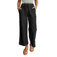 thumbnail image 1 of Women's Elastic Waist Tie Wide Leg Pants Patch Pants Fashion Casual Ladies Pants, 1 of 4