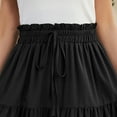 thumbnail image 1 of Women's Elastic Waist Tiered Midi Skirt Drawstring High Waist Ruffle Flowy A Line Skirt Black S, 1 of 4