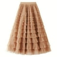 thumbnail image 1 of Women's Elastic Waist Tulle Multi Layered Princess Cake Dress Sweet Tutu Skirt Ruffles Mesh Long Tiered Skirt, 1 of 5