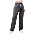 thumbnail image 1 of Women's Elastic Waist Wide Leg Jeans, Drawstring Straight Leg Denim Pants, Comfortable Loose Fit Trousers, Casual Fashion Bottoms, Versatile Everyday Wear, Classic Style Jeans Grey XXL, 1 of 8