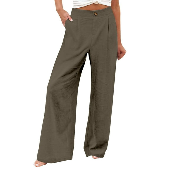 Women's Elastic Waist Wide Leg Pants Loose, Comfy & Casual Style, Polyester Material, Pockets, Stretch Waistline, Suitable for Various Occasions
