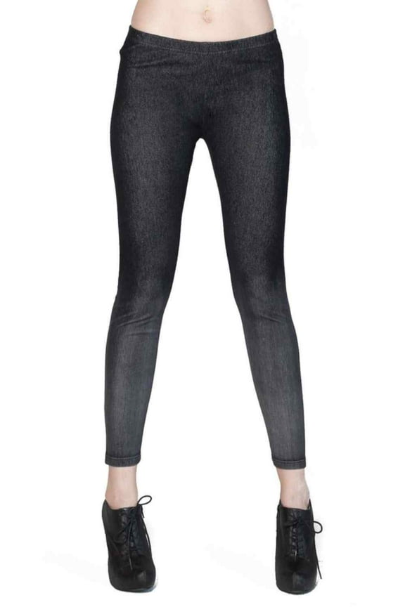 Women's Elastic Waistband Jeggings, Dip Dyed/Blue, One Size