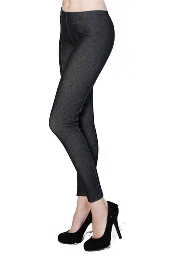 Women's Elastic Waistband Jeggings, Simple/Black, One Size