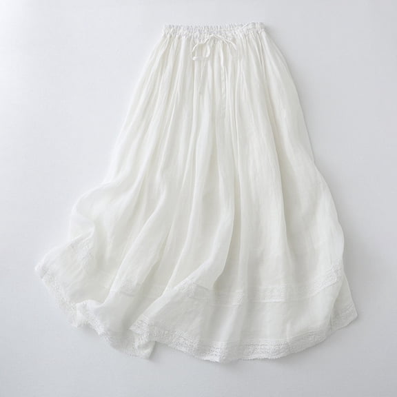 Women's Elastic Waisted Double Layer Skirt With Embroidered MIDI Crib Bed Skirt Leather Pleated Skirt Long Jean Skirts for Women Linen Skirt Pleated Mini Skirt Poodle Skirts for Women 50s Maternity