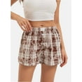 thumbnail image 1 of Women's Elastic Waisted Plaid Shorts Lounge Pajama Shorts, 1 of 4