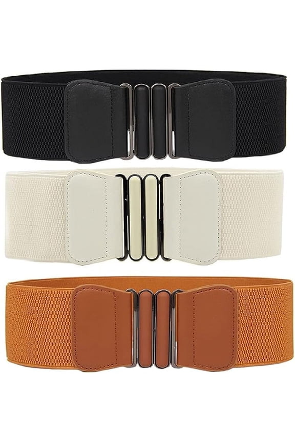 Women's Elastic Wide Stretch Waist Cinch Belt Dress