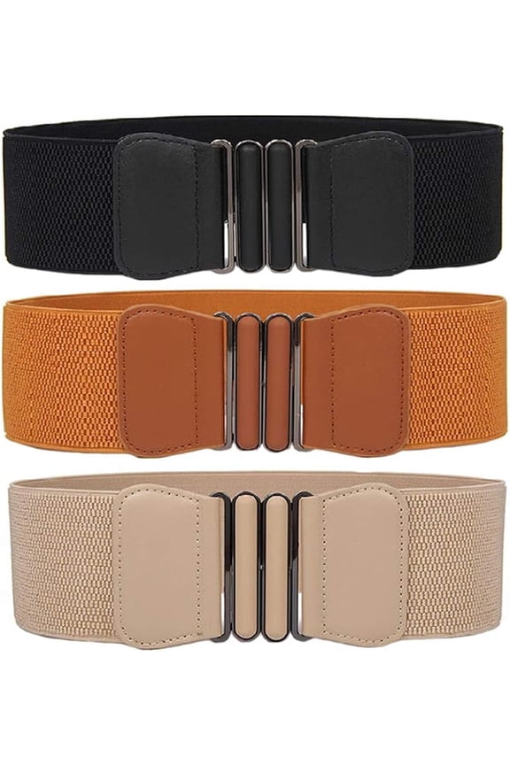 Women's Elastic Wide Stretch Waist Cinch Belt Dress