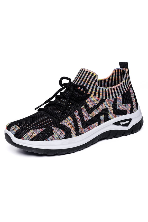 Women's Elastic Woven Walking Shoes Mary Jane Flats on Sneakers