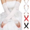 thumbnail image 1 of Women's Elbow Length Fingerless Gloves Stretch Satin Material Evening Party Wear with Elegant Detail, 1 of 6