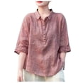 thumbnail image 1 of Women's Elbow Length Sleeve Blouse Collared Solid Color Top 3/4 Sleeve Casual Shirt Comfortable for Work or Weekend, 1 of 3