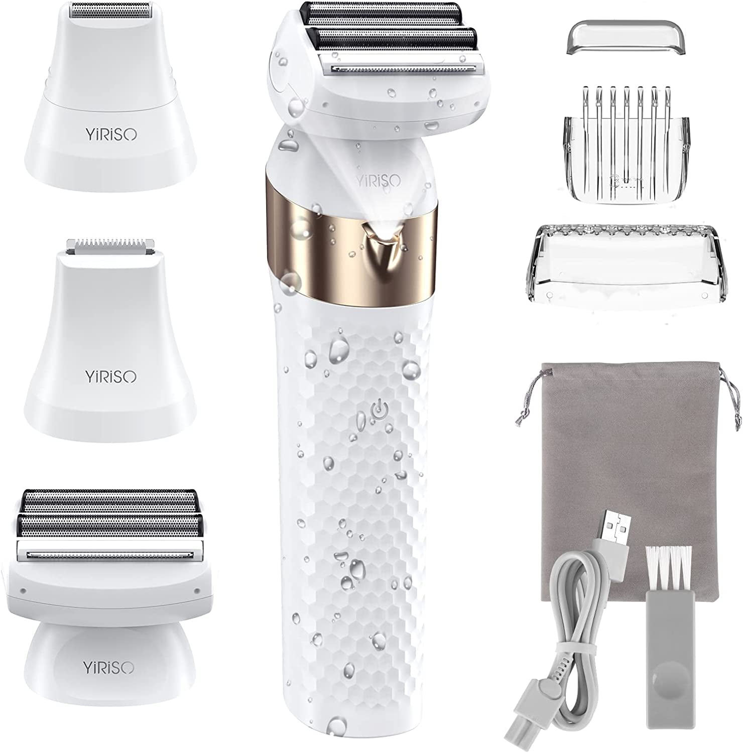 Women's Electric Razor, 3in1 IPX7 Waterproof Wet & Dry Painless Hair Removal, Cordless Lady