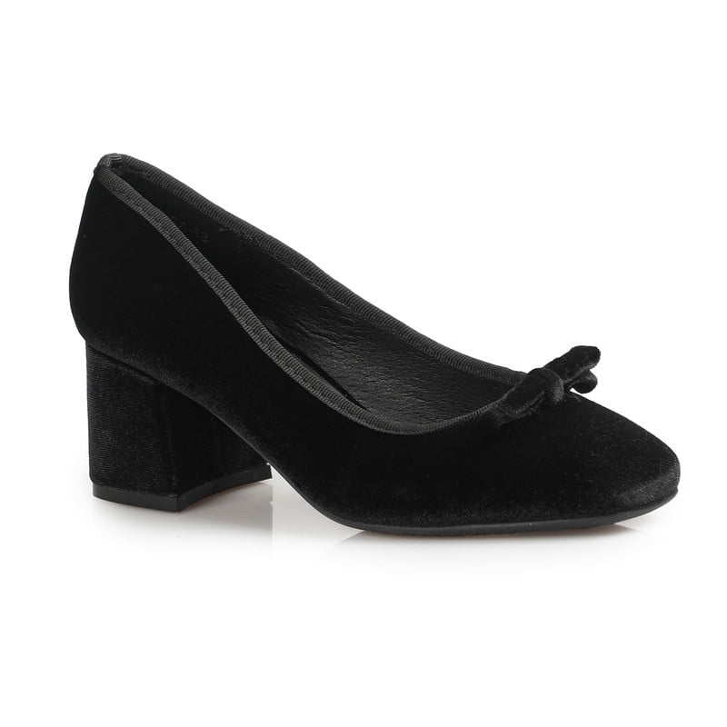 Women's Elegance Round-Square Toe Comfort Ballet Pumps with Bow Accent