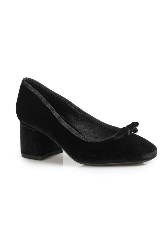 Women's Elegance Round-Square Toe Comfort Ballet Pumps with Bow Accent