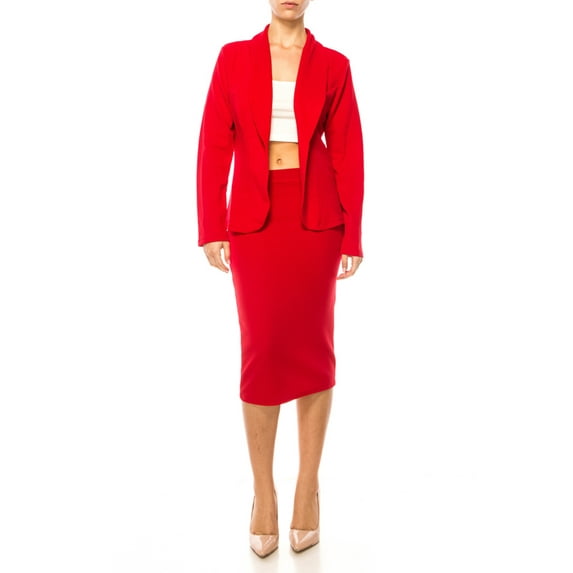 Women's Elegant 2-Piece Suit – Blazer and Pencil Skirt, Professional Workwear