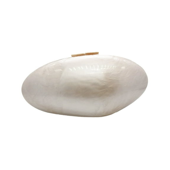 Women's Elegant Acrylic Clutch Bag Oval Shoulder Handbag Marble Design Evening Purse for Wedding Party Prom, Champagne