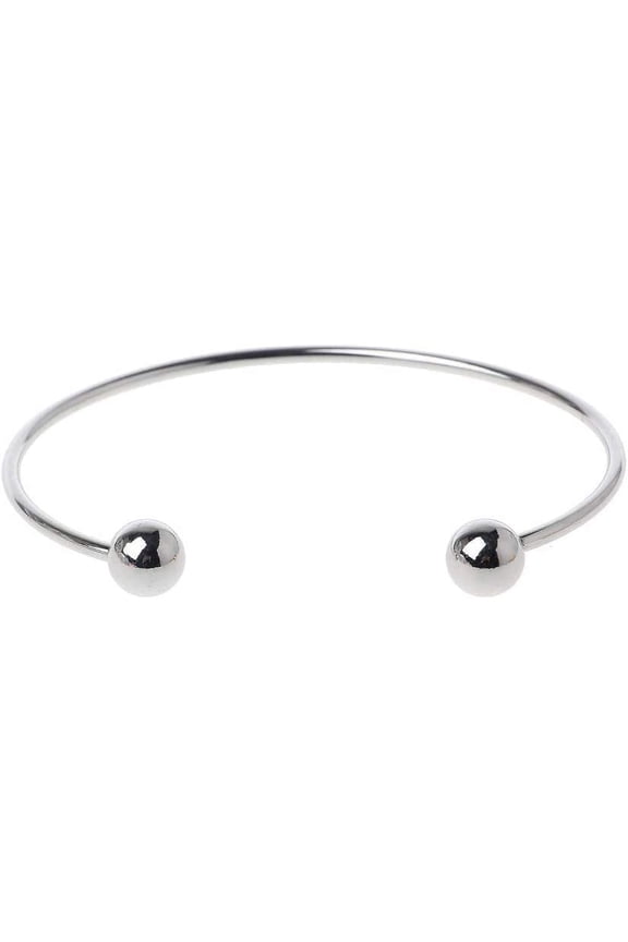 Womens Elegant Adjustable First-class Stainless Steel Bangle Handmade Charm-Ready Cuff With Screw End Ball, Silver Jewelry[s784]