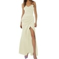 thumbnail image 1 of Women's Elegant Backless Pleated Satin Strapless Bridesmaid Dress, 1 of 5