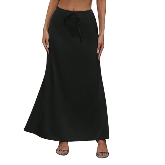 Women's Elegant Belted Satin Skirt For Spring/Summer