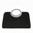 thumbnail image 1 of Women’s Elegant Black Pleated Evening Clutch Bag with Rhinestone Circular Handle, Formal Wedding Party Prom Handbag, Crossbody Shoulder Chain Bag, 1 of 7