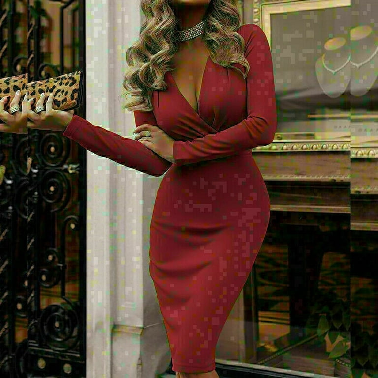 Sexy Elegant Printing V Neck Pencil Skirt Dresses Sexy Elegant Printing V Neck Pencil Skirt Dresses