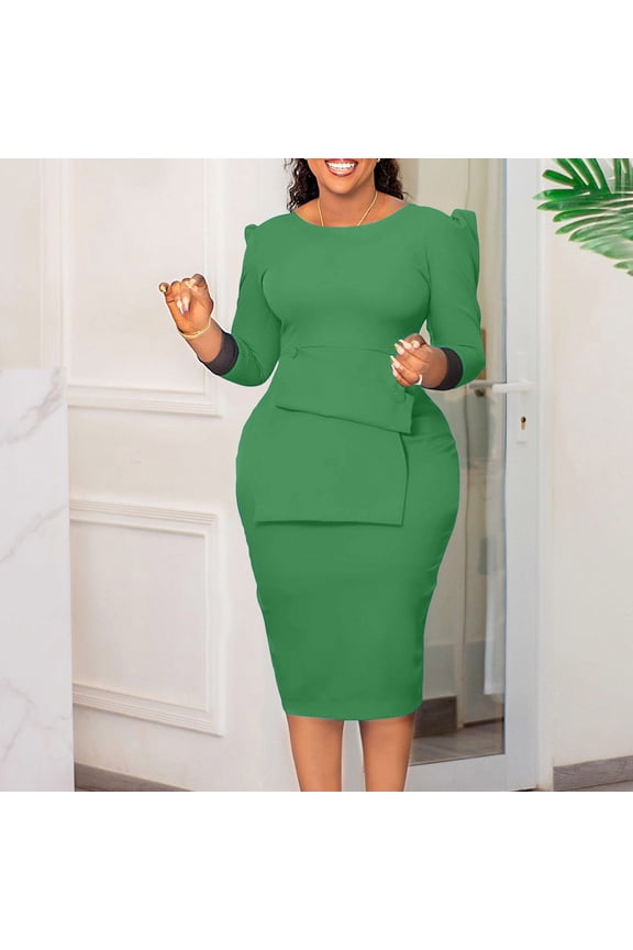 Women's Elegant Bodycon Ruffle Short Sleeve Midi Pencil Dress Dress Work Dress Semi Formal Dresses plus plus Size Wrap Dress for Women Evening Dress for Women Formal Long Gown Dresses Pageant