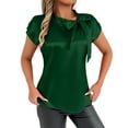 thumbnail image 1 of Women's Elegant Bow Neck Satin T Shirt Casual Blouse Summer Spring Top Tee Ribbon Collar Comfortable Stylish Fashionable, 1 of 2