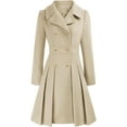thumbnail image 1 of Women's Elegant British Style Trench Coat Lapel Collar Double Breasted A Line Mid Long Jacket with Pockets, 1 of 11