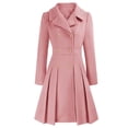 thumbnail image 1 of Women's Elegant British Style Trench Coat Lapel Collar Double Breasted A Line Mid Long Jacket with Pockets, 1 of 7