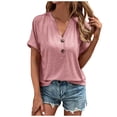 thumbnail image 1 of Women's Elegant Casual Fashion T-Shirt Button Neck Short Sleeve Top Comfortable Stylish Blouse for Everyday Wear, 1 of 8