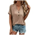 thumbnail image 1 of Women's Elegant Casual Fashion T-Shirt Button Neck Short Sleeve Top Comfortable Stylish Blouse for Everyday Wear, 1 of 9