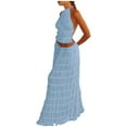 thumbnail image 1 of Women's Elegant Chiffon Pleated Maxi Skirt Set - High Neck Crop Top with Wooden Bead Detail, 1 of 5