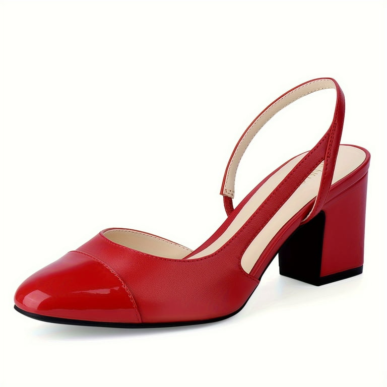 Chunky heel slingback shoes best sale