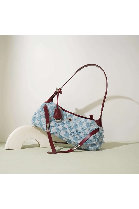 Women's Elegant Commuter Bag - Modern Denim and Leather Sg Overhead Purse