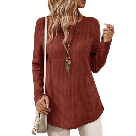 Women's Elegant Commuting Casual Plus-Size Long-Sleeve Top - Wine Red, Extra Oversized 3XL, Elegant Style, Comfortable Wear, Size XXXL