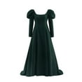 thumbnail image 1 of Women's Elegant Dark Green Prom Dress Princess Costume Regency Velvet Dress, 1 of 8
