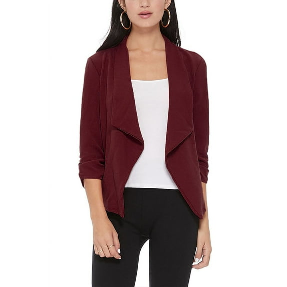 Women's Elegant Draped Blazer Casual Open Front 3/4 Sleeve Jacket