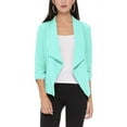 thumbnail image 1 of Women's Elegant Draped Blazer Casual Open Front 3/4 Sleeve Jacket, 1 of 6