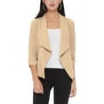 thumbnail image 1 of Women's Elegant Draped Blazer Casual Open Front 3/4 Sleeve Jacket, 1 of 6
