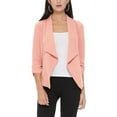 thumbnail image 1 of Women's Elegant Draped Blazer Casual Open Front 3/4 Sleeve Jacket, 1 of 6