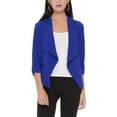 thumbnail image 1 of Women's Elegant Draped Blazer Casual Open Front 3/4 Sleeve Jacket, 1 of 6