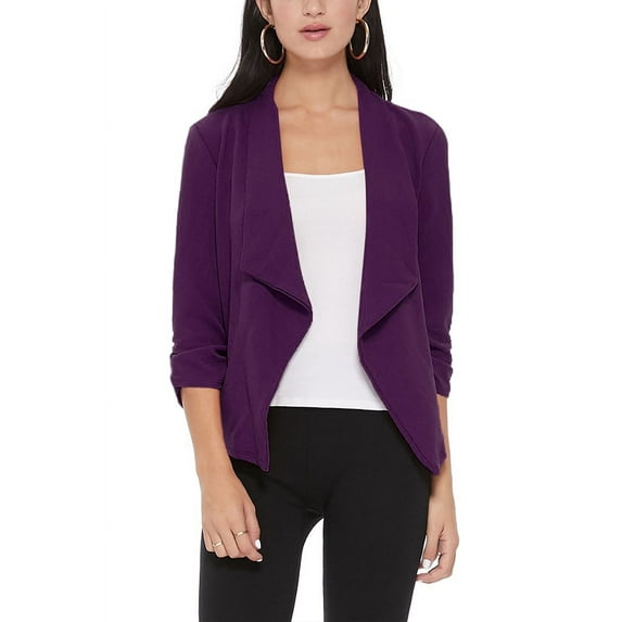 Women's Elegant Draped Blazer Casual Open Front 3/4 Sleeve Jacket