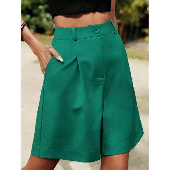 Women's Elegant Dressy Shorts Pleated Wide Leg High Waisted Shorts