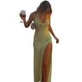 thumbnail image 1 of Women’s Elegant Evening Dress – 3D Floral Deep V Neck Backless Gown with High Slit, 1 of 6