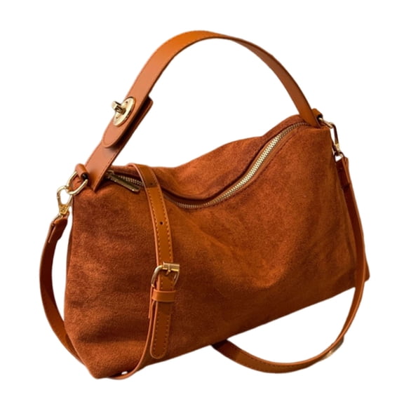 Women's Elegant Faux Sueded Leather Crossbody Bag with Top Handle and Adjustable Strap Handbag for Travel and Shopping