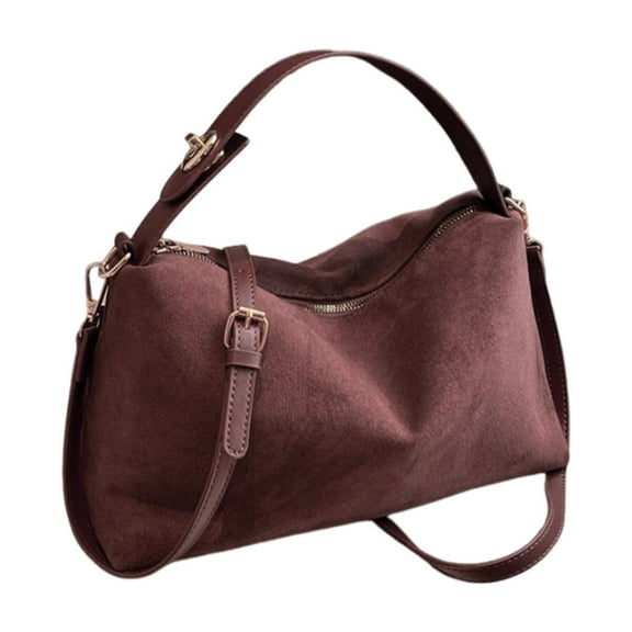 Women's Elegant Faux Sueded Leather Crossbody Bag with Top Handle and Adjustable Strap Handbag for Travel and Shopping