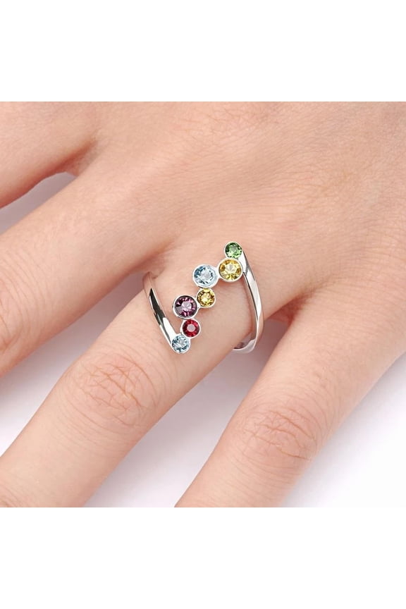 Women's Elegant Fingure Ring Inlaid With Round Rhinestone Colorful Rings Shiny Crystal Charming Jewelry Classical Rings