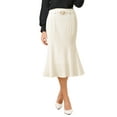 thumbnail image 1 of INSPIRE CHIC Women's Elegant Fishtail Skirt High Waist Belted Work Midi Mermaid Skirts 2XL White, 1 of 5